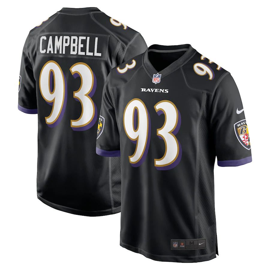 Men Baltimore Ravens 93 Calais Campbell Nike Black Game Player NFL Jersey